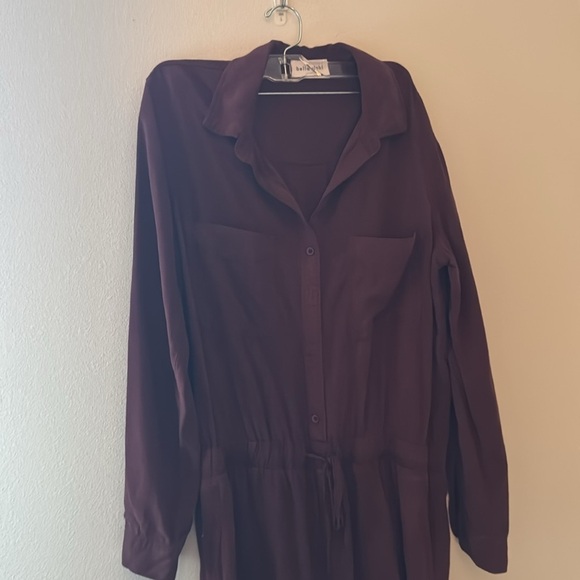 Bella Dahl Utility Jumpsuit Vintage Maroon button down elastic / ties waist Sz M - Picture 5 of 12
